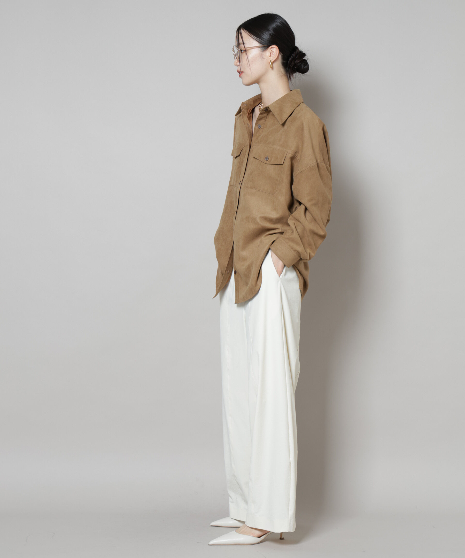 nano･universe「フェイクスエードシャツ(セットアップ可)」|シャツ・ブラウス|