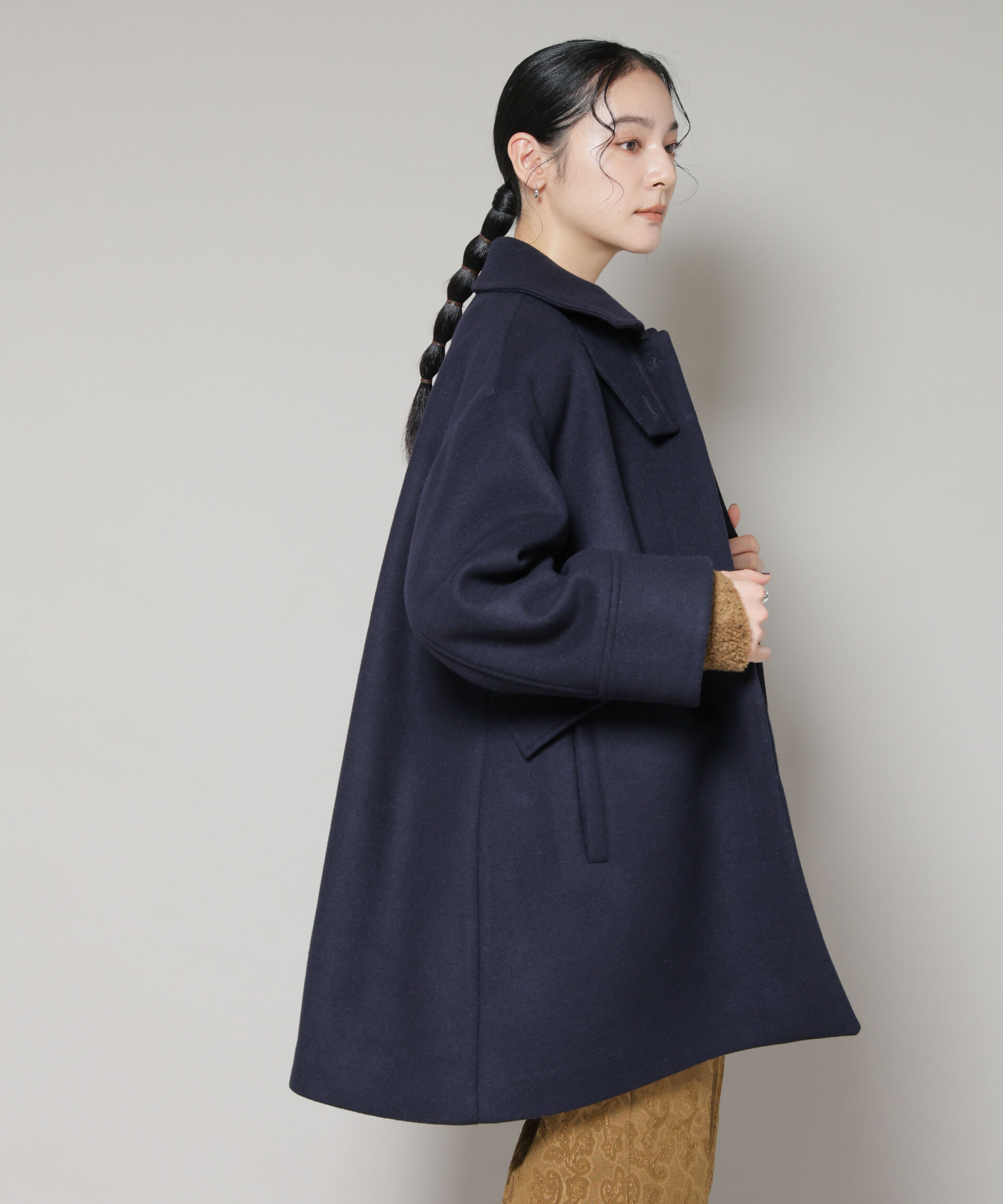 nano･universe「WooLoop Aラインステンカラーミドルコート」|その他|