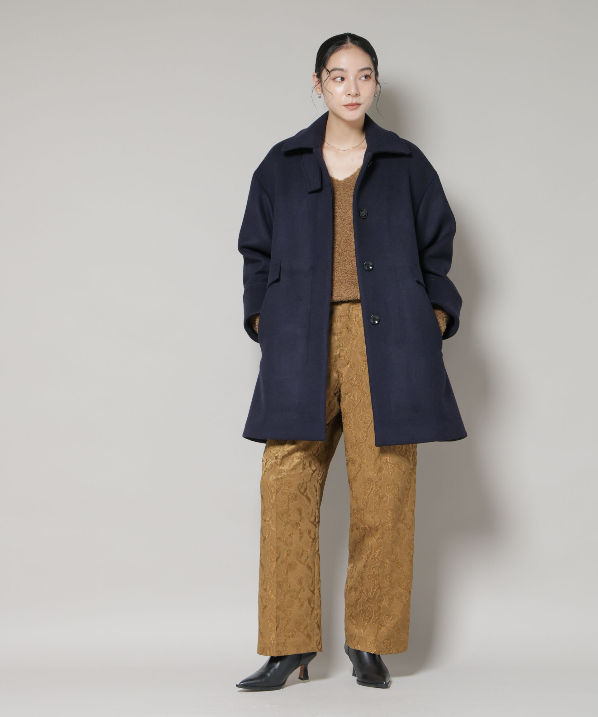 nano･universe「WooLoop Aラインステンカラーミドルコート」|その他|