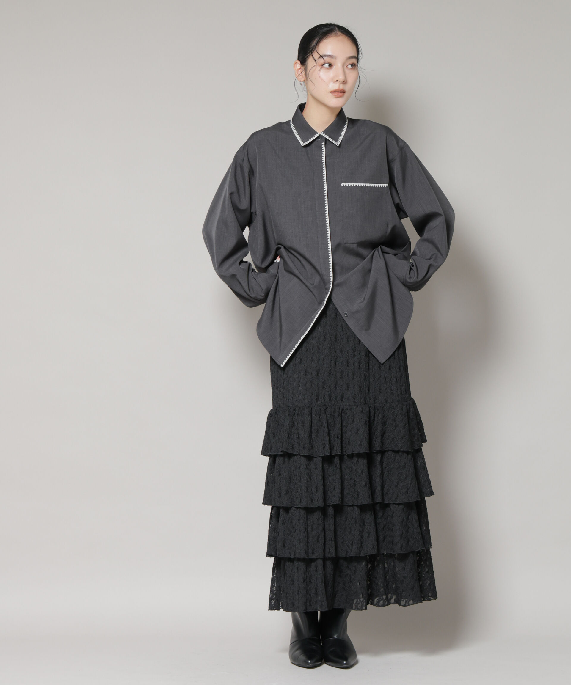 nano･universe「ティアードフリルレーススカート」|スカート|