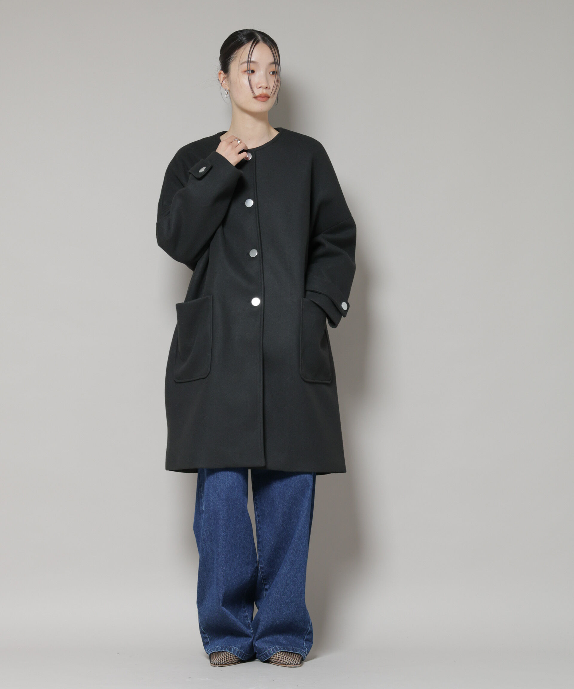 nano･universe「ノーカラーコクーンミドルコート」|その他|