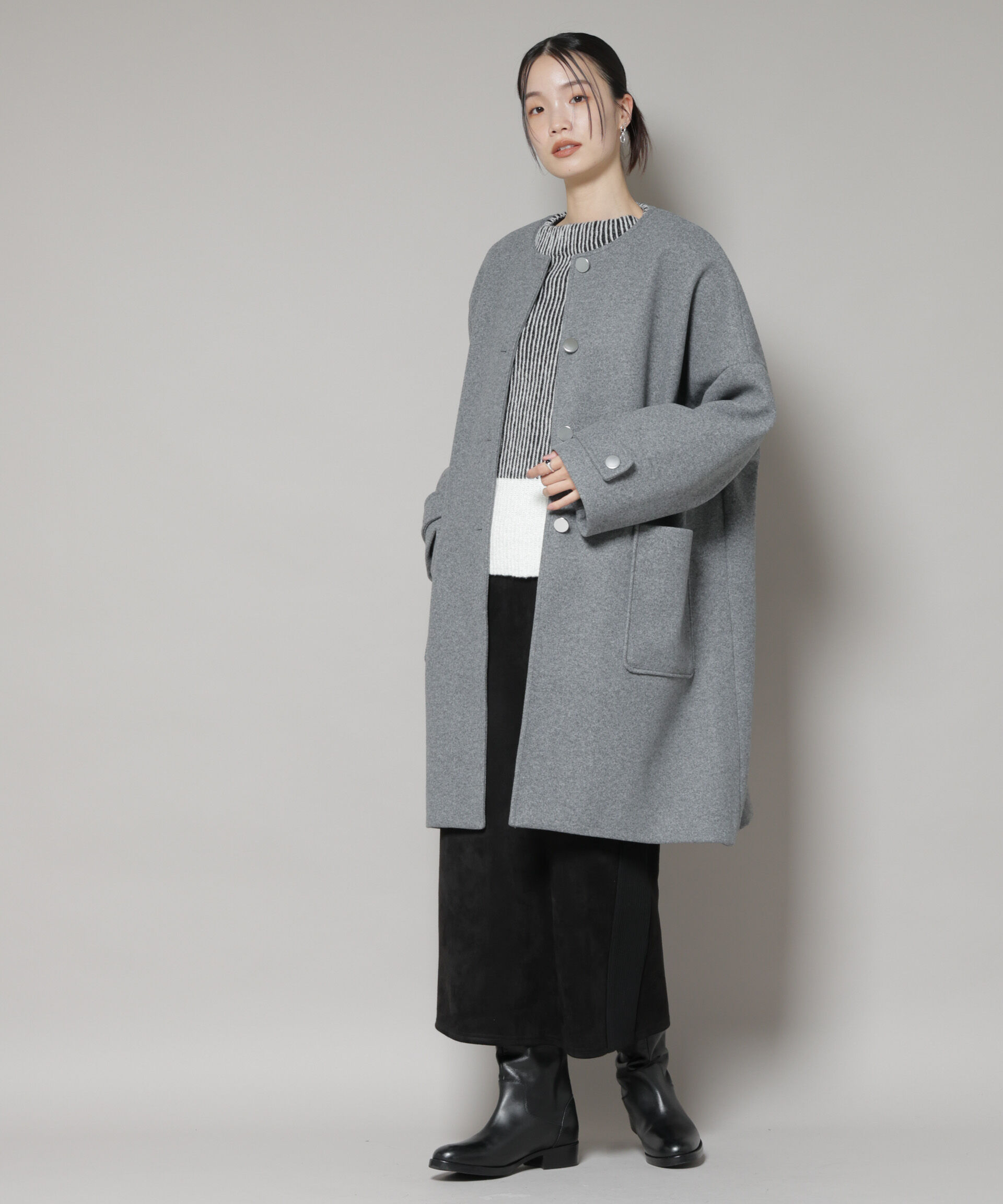 nano･universe「ノーカラーコクーンミドルコート」|その他|