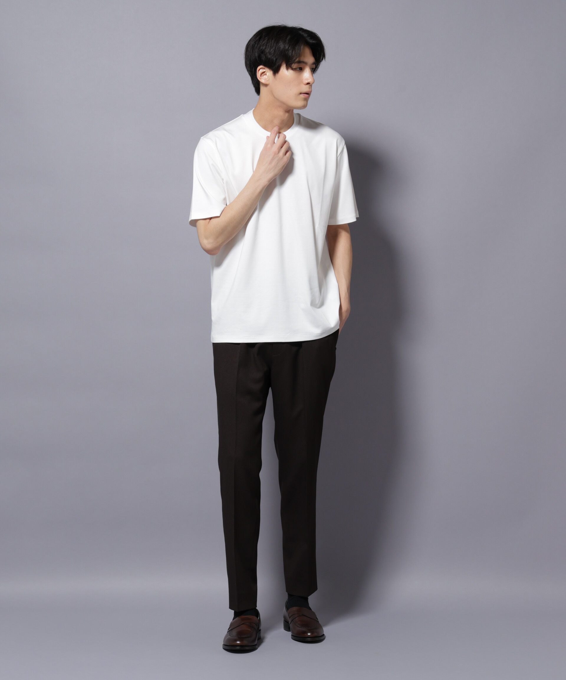 nano･universe「ジャケT(R) プレミアム クルーネック 半袖」|Tシャツ・カットソー|