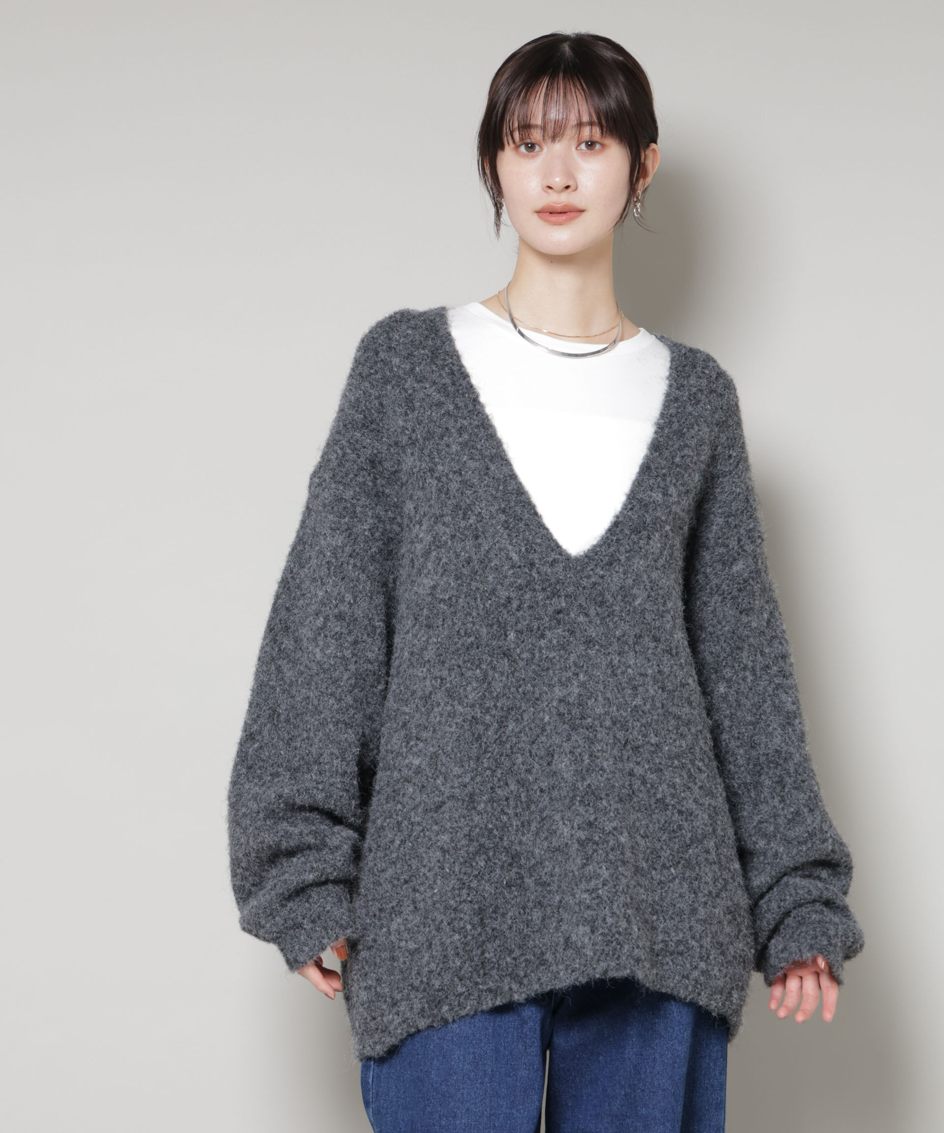 nano･universe「深Vネックオーバーニットプルオーバー」|ニット・セーター|