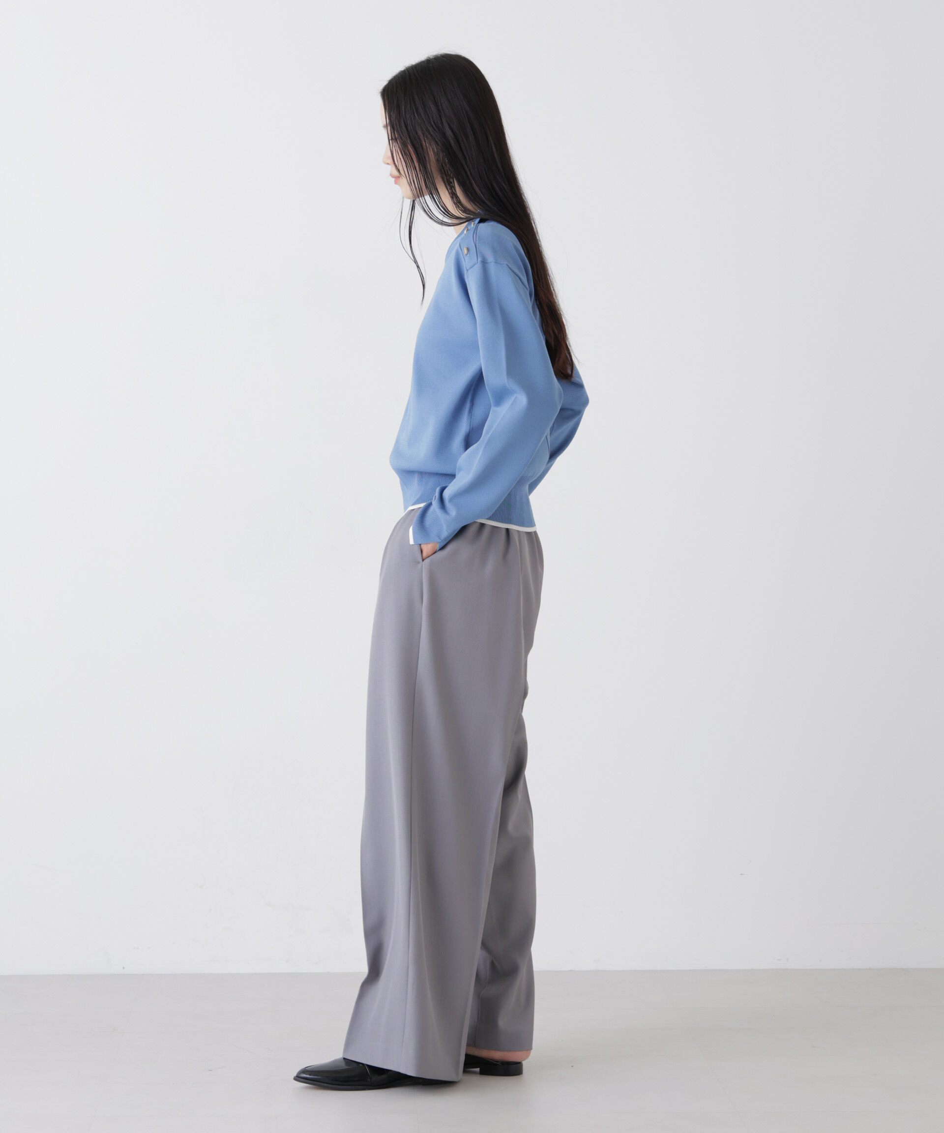 nano･universe「洗濯機洗可UVカットバイカラー釦ディティールニット」|ニット・セーター|