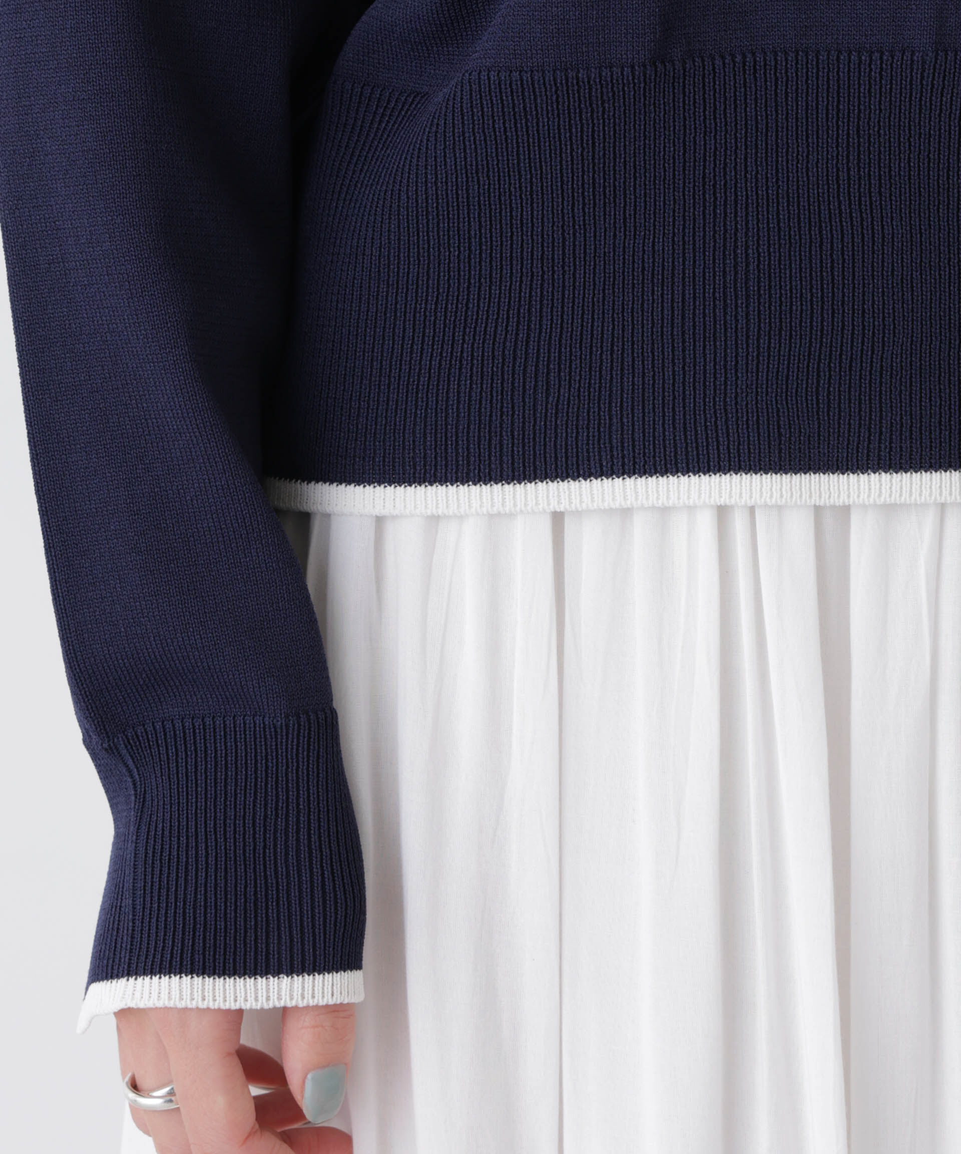 nano･universe「洗濯機洗可UVカットバイカラー釦ディティールニット」|ニット・セーター|