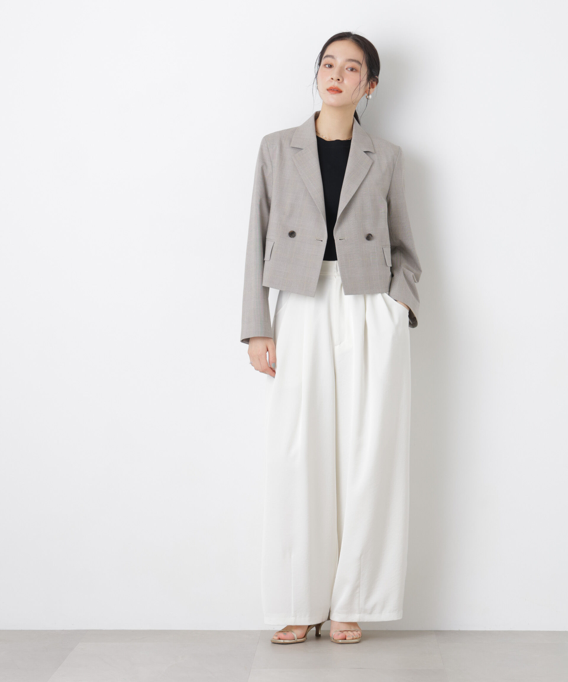 nano･universe「トロストレッチショートダブルジャケット(セットアップ可)」|テーラードジャケット|