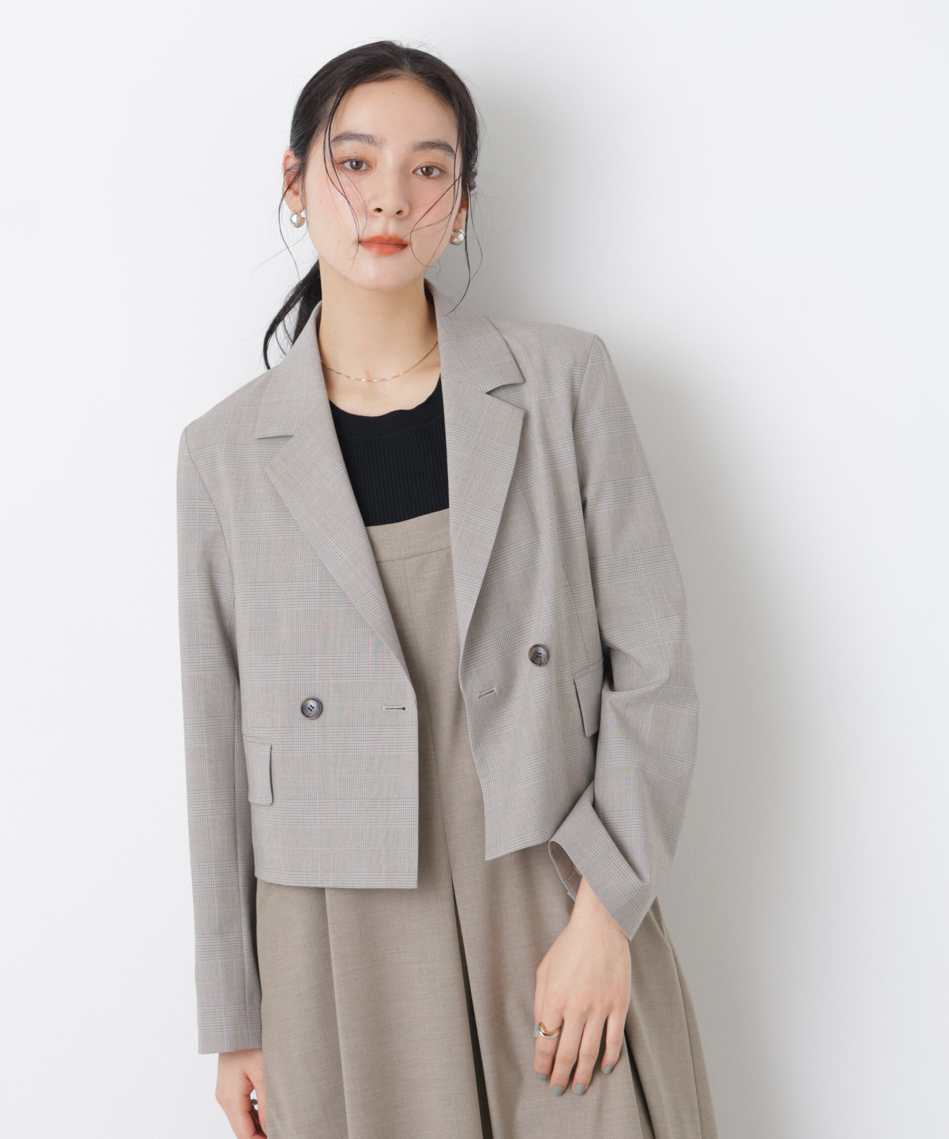 nano･universe「トロストレッチショートダブルジャケット(セットアップ可)」|テーラードジャケット|