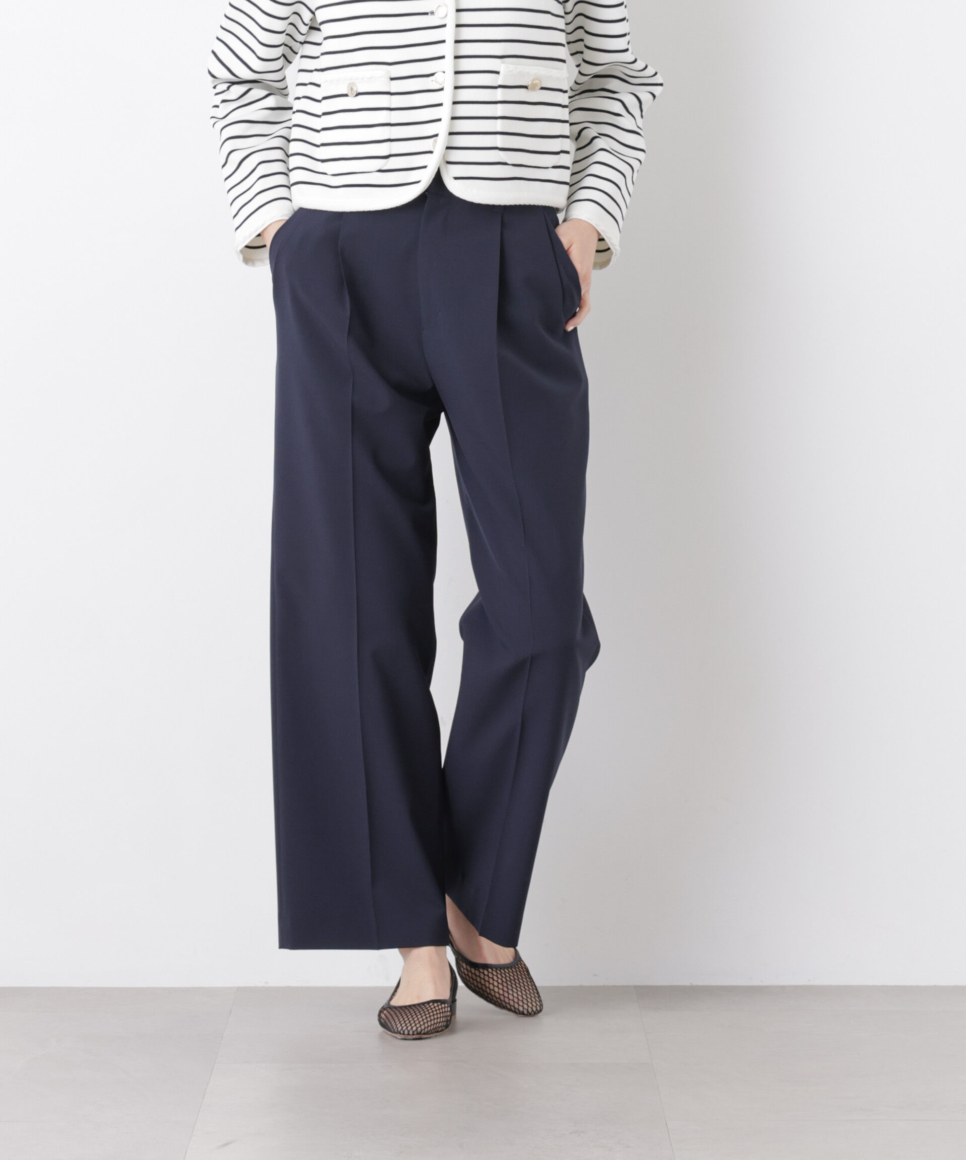 nano･universe「ライトファンクションタックセミワイドパンツ(セットアップ可)」|チノ|