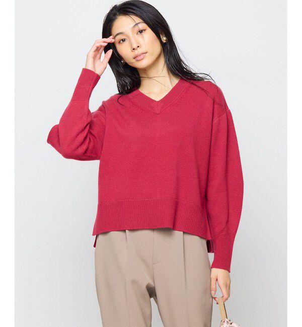組曲「【8色展開・手洗い可】ウールカシミヤミックス Vネックニット」|ニット・セーター|ザクロ系