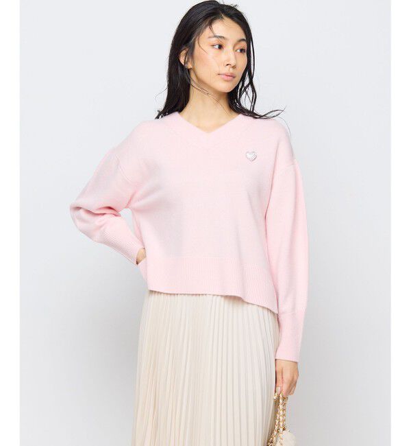 組曲「【8色展開・手洗い可】ウールカシミヤミックス Vネックニット」|ニット・セーター|ピンク系