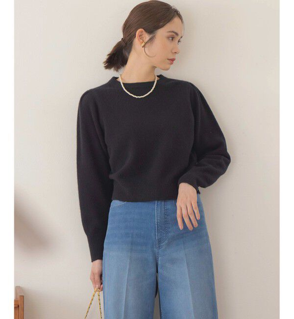 組曲「【アンサンブル対応可】ピュアカシミヤクロップド丈ニット」|ニット・セーター|ブラック系