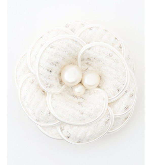 組曲「トリミングツイードコサージュ」|ブローチ・コサージュ|アイボリー系