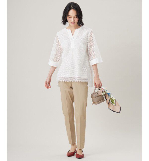 自由区「【洗える】ジオメトリックフラワーレースプルオーバー ブラウス」|シャツ・ブラウス|