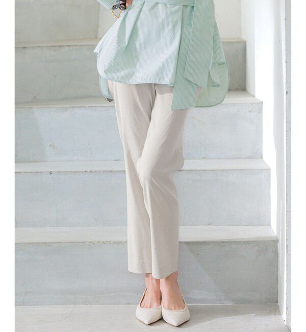 23区「【洗える】リネンレーヨンストレッチ テーパードパンツ」|その他|ベージュ系