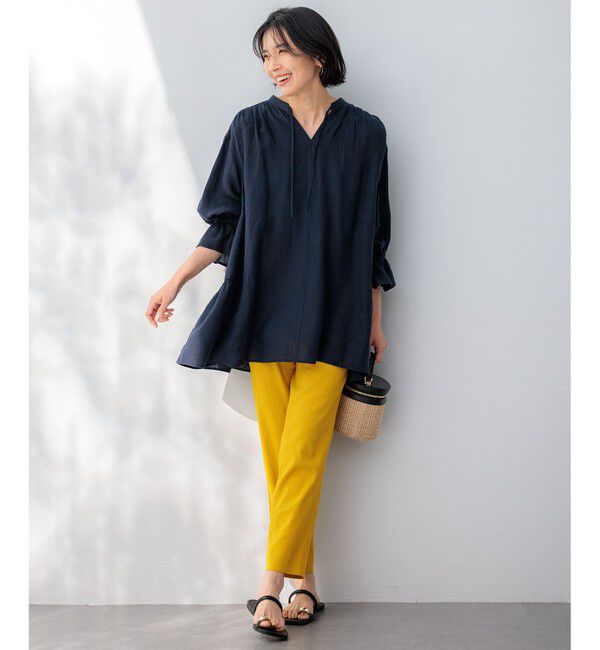 23区「【洗える】リネンレーヨンストレッチ テーパードパンツ」|その他|