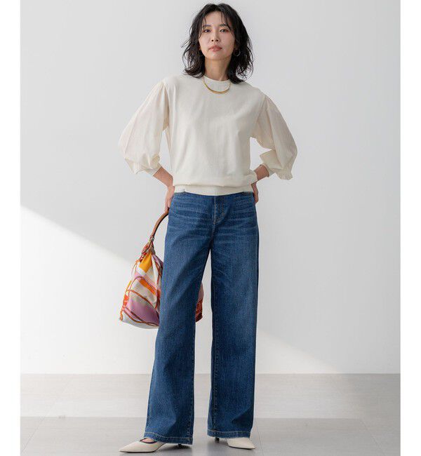 23区「【洗える】コンフォートストレッチ パフスリーブ ニット」|ニット・セーター|