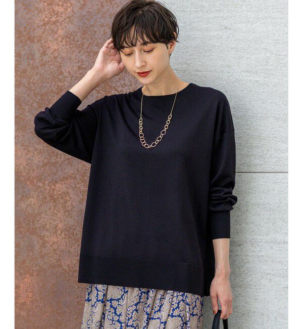 23区「【洗える】オータムシャイニー リラクシー ニット」|ニット・セーター|ブラック系