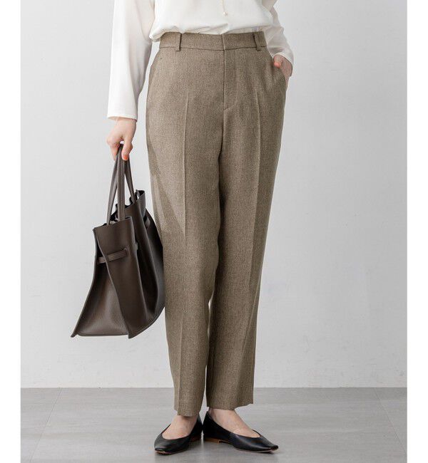 23区「【洗える/セットアップ対応】ウールライクカルゼ テーパード パンツ」|その他|ブラウン系