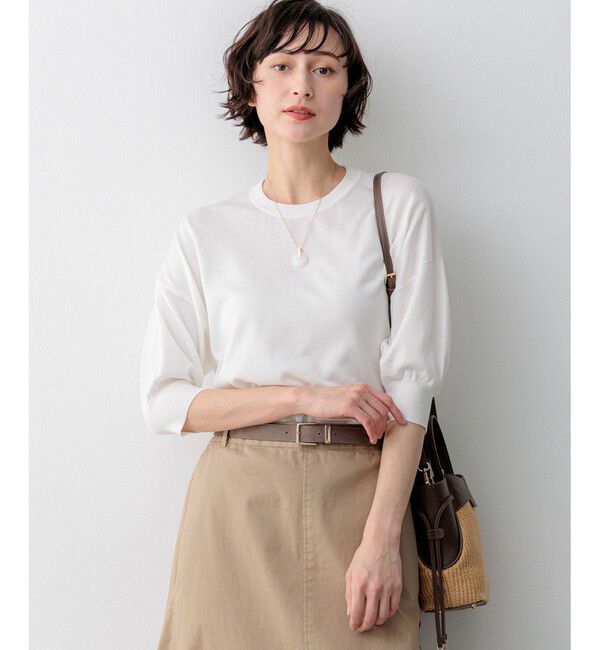 23区「【見上愛さん着用】キュプラコットン プルオーバー ニット」|ニット・セーター|ホワイト系