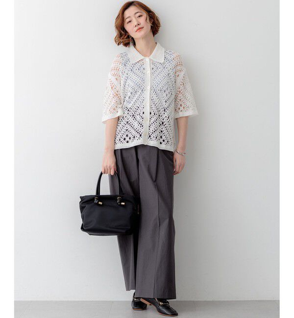 23区「エンブロイダリーレース ポロ ニット」|ニット・セーター|