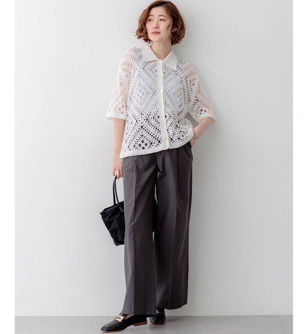 23区「エンブロイダリーレース ポロ ニット」|ニット・セーター|