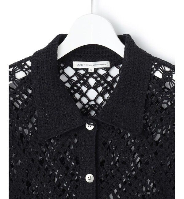 23区「エンブロイダリーレース ポロ ニット」|ニット・セーター|