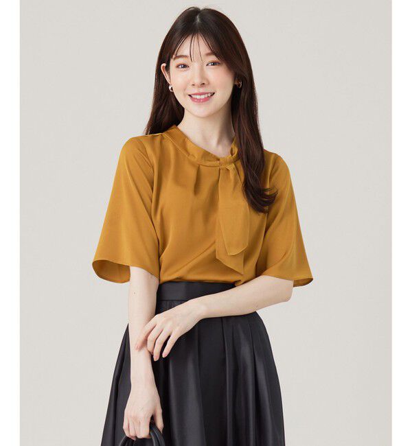ANY SIS「【洗える】トロミサテンボウ ブラウス」|シャツ・ブラウス|マスタード