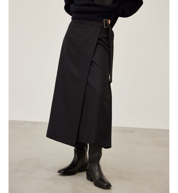 BEIGE,「TERNES / ウールナローラップスカート」|スカート|Black
