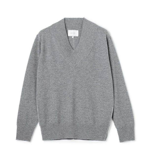 BEIGE,「【洗える】POMPE / ウールカシミヤ配色ラインVネックニット」|ニット・セーター|