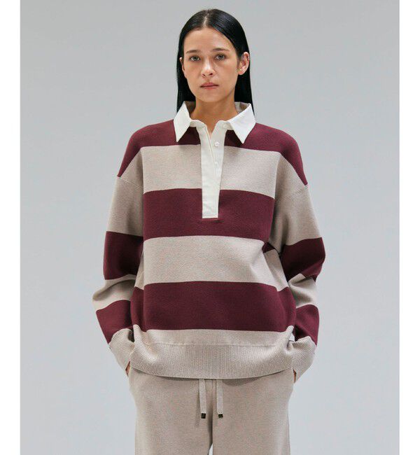 BEIGE,「【洗える】TAFT / コットンカシミヤラガーニット」|ニット・セーター|Taupe &times; Bordeaux