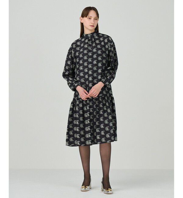 Grace Class「シルクモノグラムドレス」|ワンピース|ブラック