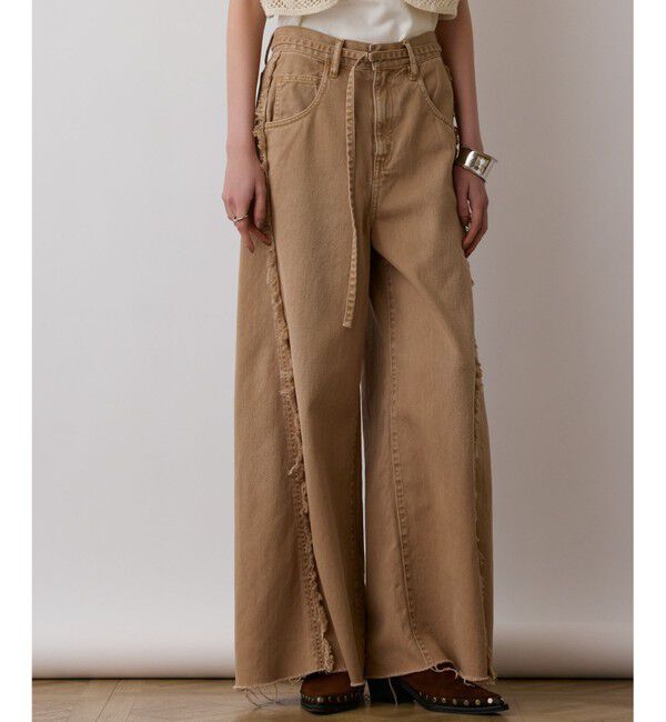 GRACE CONTINENTAL「フリンジバギーパンツ」|その他|ベージュ