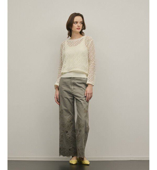 GRACE CONTINENTAL「カットワークフレアパンツ」|その他|グレー