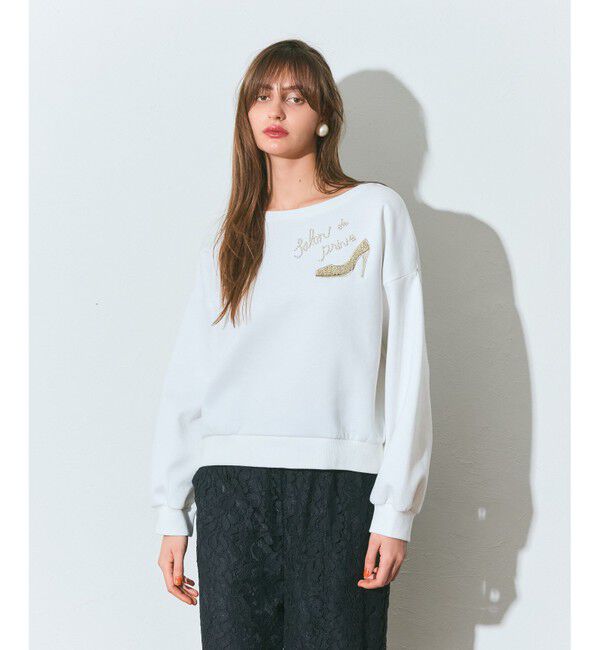 Grace Class「モチーフ刺繍スウェットトップ」|Tシャツ・カットソー|ホワイト