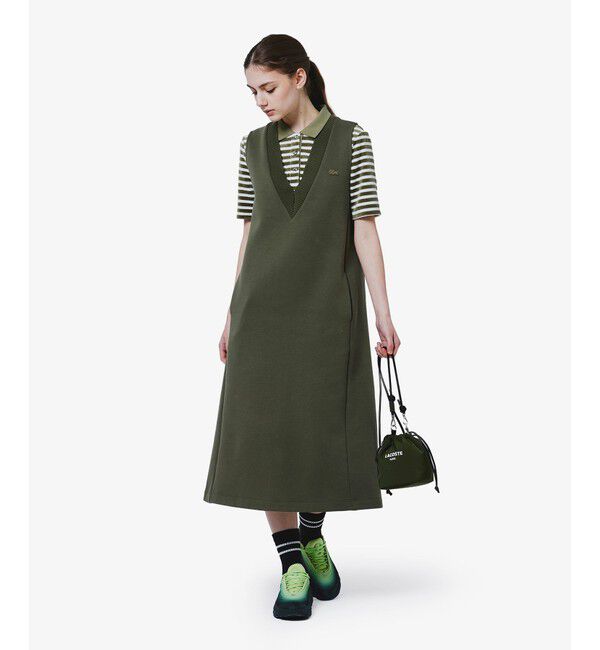 LACOSTE「ダンボールジャージニット ジャンパードレス / ジャンパースカート」|ワンピース|