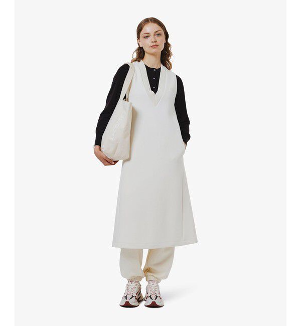 LACOSTE「ダンボールジャージニット ジャンパードレス / ジャンパースカート」|ワンピース|オフホワイト