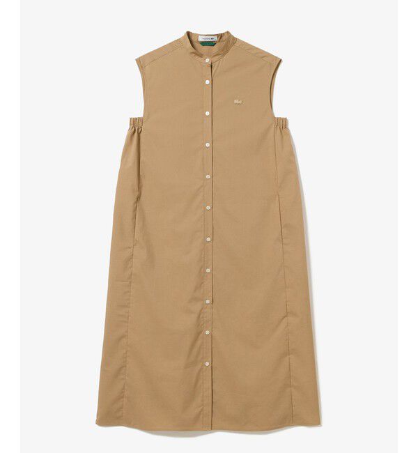 LACOSTE「Aラインノースリーブシャツドレス / ミモレ丈シャツワンピース」|ワンピース|