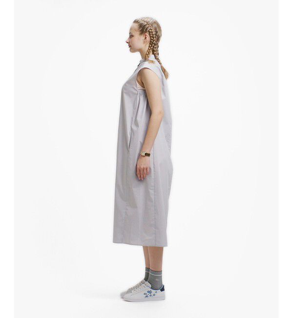LACOSTE「Aラインノースリーブシャツドレス / ミモレ丈シャツワンピース」|ワンピース|