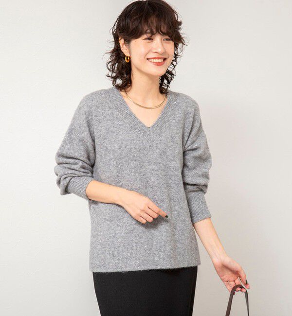 NOLLEY'S sophi「《手洗い可能》モヘヤスパンコールVネックプルオーバー」|ニット・セーター|