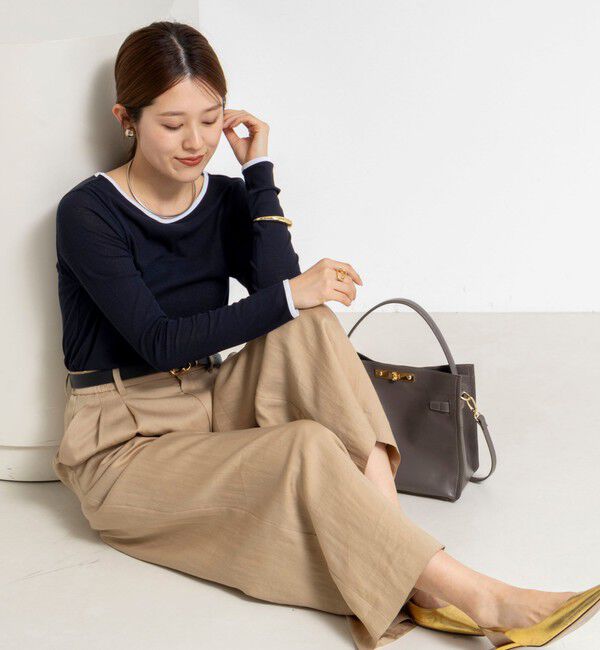 NOLLEY'S「ウォッシャブルシアー配色ロンＴ」|Tシャツ・カットソー|