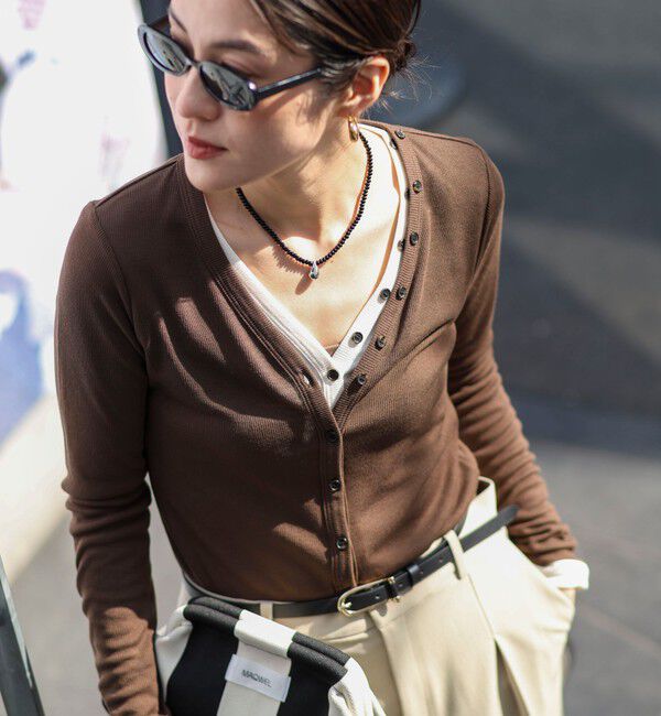 MAQWEL「【MAQWEL/マクウェル】ウォッシャブルリブカーディガン」|カーディガン|