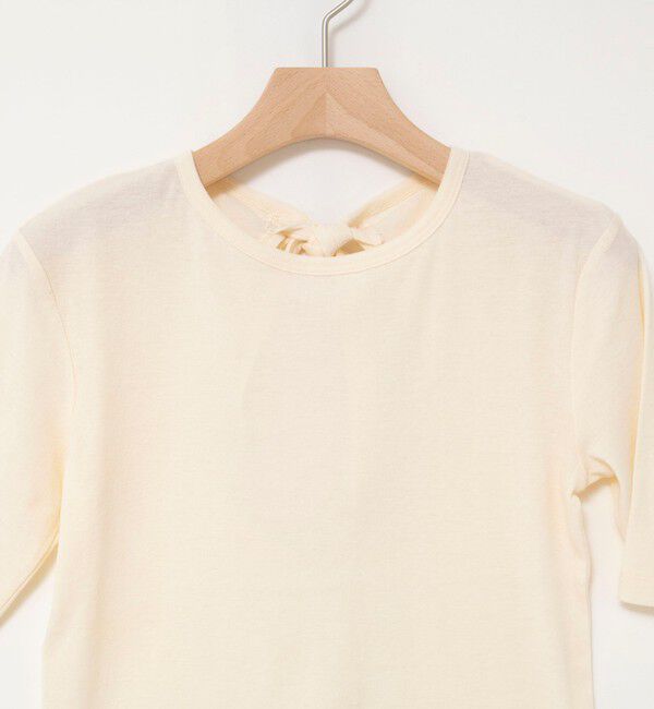 MAQWEL「【MAQWEL/マクウェル】ウォッシャブルバックリボン五分袖プルオーバー」|Tシャツ・カットソー|