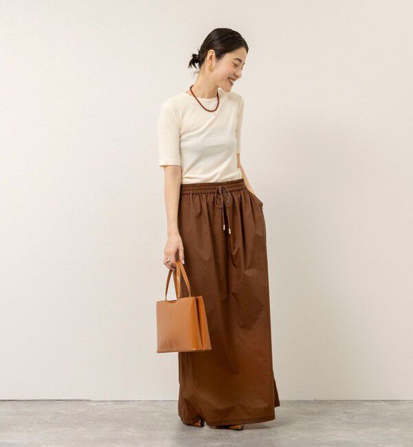 MAQWEL「【MAQWEL/マクウェル】ウォッシャブルバックリボン五分袖プルオーバー」|Tシャツ・カットソー|