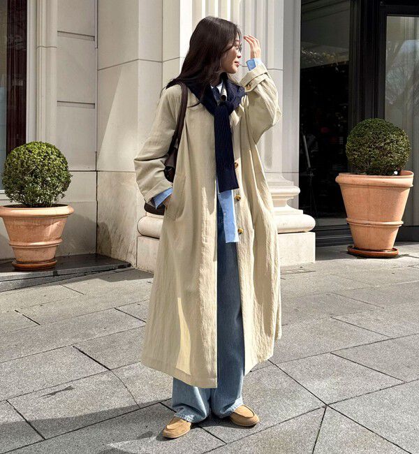 fredy emue「リネン混タンブラーステンカラーコート」|ステンカラーコート|ベージュ