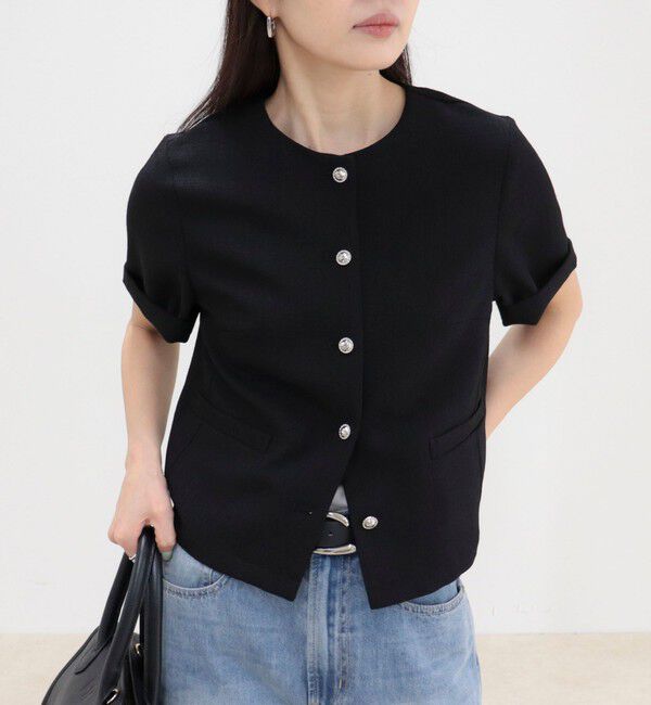 fredy emue「【@sora_522m企画】ノーカラーハーフスリーブジャケット」|ノーカラージャケット|