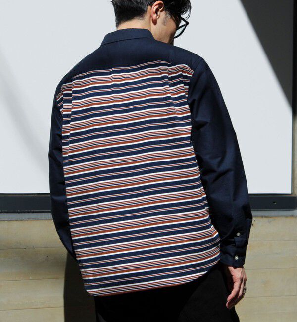 GLOSTER「【フレブル刺繍】ボタンダウン コンビシャツ」|シャツ・ブラウス|ネイビー