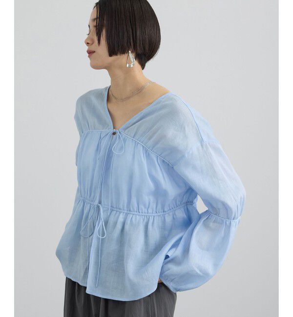 SALON adam et rope'「【WEB限定】シアーラミーカルゼギャザーブラウス」|シャツ・ブラウス|