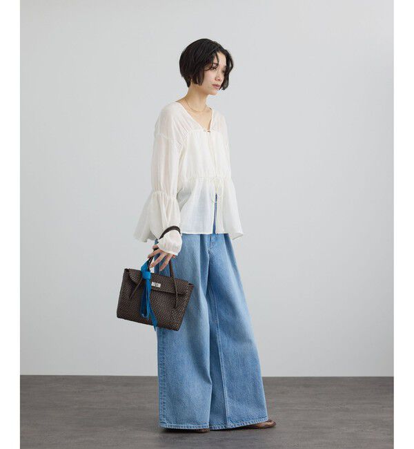 SALON adam et rope'「【WEB限定】シアーラミーカルゼギャザーブラウス」|シャツ・ブラウス|