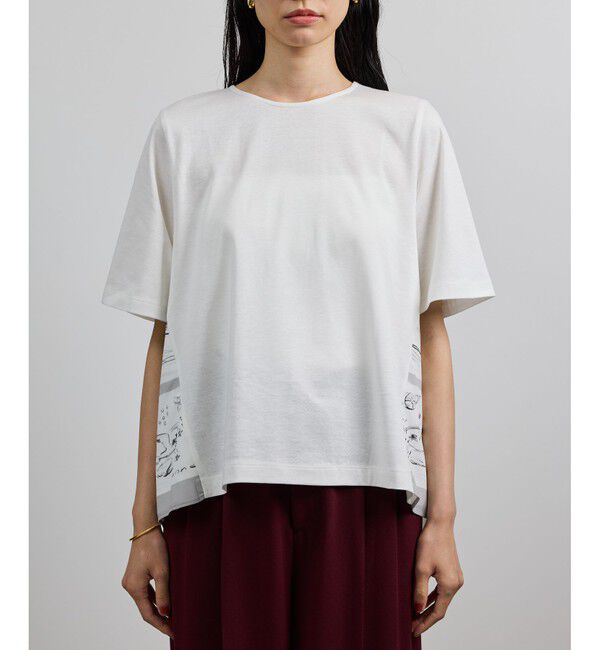 ROPE「【洗える】【YUKO SAEKI for ROPE'・コラボ】スカーフ柄プリント Aラインカットソー」|Tシャツ・カットソー|